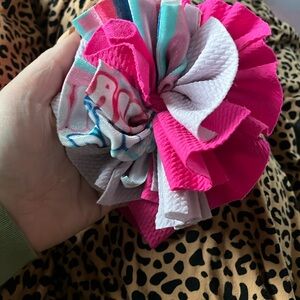 B33 Small Shop Jumbo Shredded Headwrap— Neon Magenta and Retro Stripes